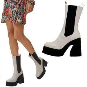 Nasty Gal Faux Leather High Platform Chelsea Boots